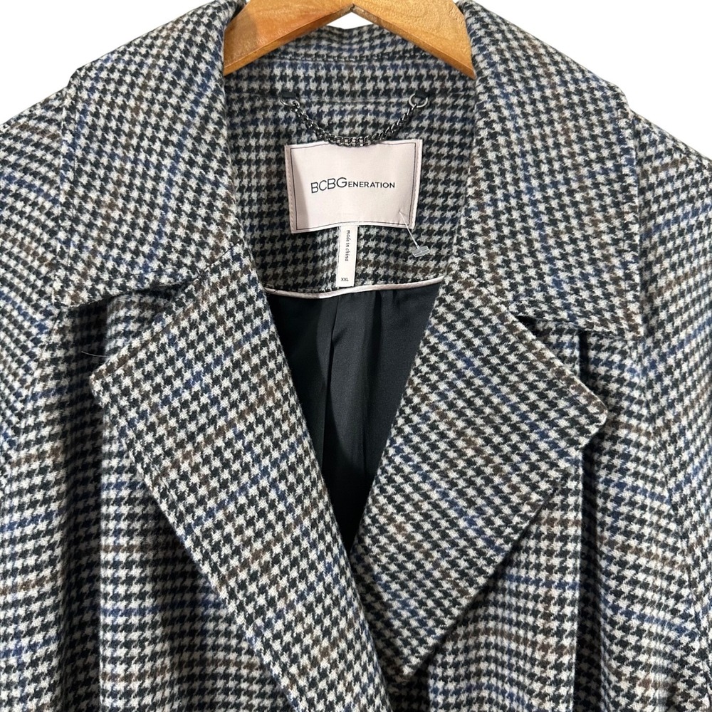 BCBGeneration Women's Peacoat Long Houndstooth Belted Wool Blend Size XXL‎ - Picture 5 of 16